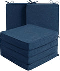 Outdoor Chair Cushions, Set of 6, 24 x 24 Inch, Navy Blue | Water Resistant, Fade Resistant, Patio Furniture Square Seat Replacement, Removable Cover with Ties, Non-Slip Bottom by Unknown