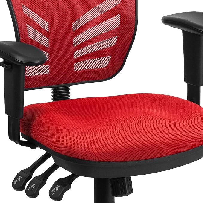 Flash Furniture Mid-Back Mesh Executive Office Chair, Red | Adjustable Armrests, 360° Swivel, Height Adjustable, Commercial Grade - Image 9