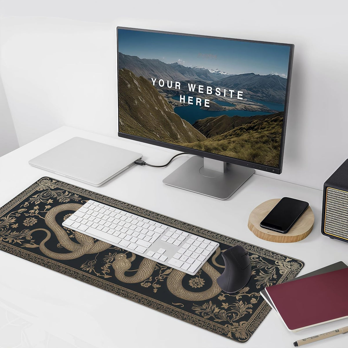 Black Snake Gaming Mouse Pad with Smooth Surface, Non-Slip XXL Mouse Pad with Stitched Edges, Waterproof Computer Mats for Desktop, Office, Laptop 35.4 x 15.7 inches - Image 2