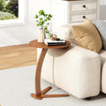 15" Couch Tables that Slide Under, Solid Wood C Shaped End Table by FIDOOM