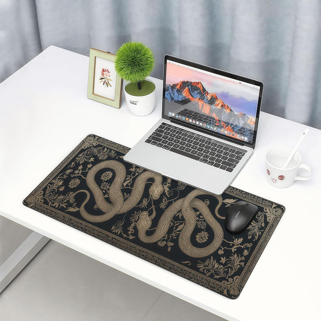 Black Snake Gaming Mouse Pad with Smooth Surface, Non-Slip XXL Mouse Pad with Stitched Edges, Waterproof Computer Mats for Desktop, Office, Laptop 35.4 x 15.7 inches - Image 6