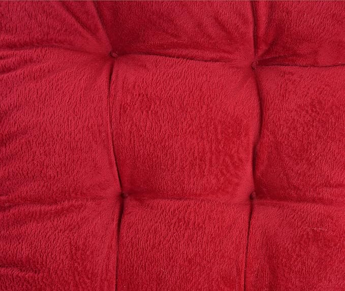 ELFJOY Set of 4 Square Chair Pads Indoor Seat Cushions Pillows with Ties Thick Soft Seat Cushion for Kitchen Dining Office Chair (18", Burgundy) - Image 2