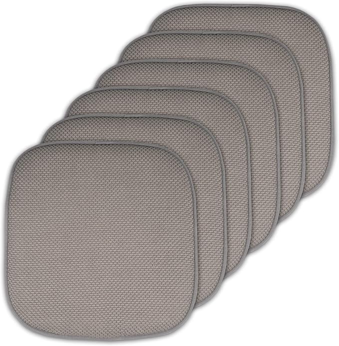 Sweet Home Collection Cushion Memory Foam Chair Pads Honeycomb Nonslip Back Seat Cover 16" x 16" 6 Pack Silver by SweetHomeCollection