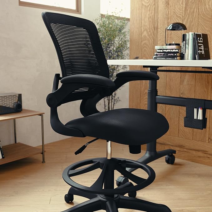 Flash Furniture Kale Mid-Back Swivel Office Chair with Adjustable Foot Ring, Lumbar Support, and Seat Height, Ergonomic Mesh Executive Chair, Black - Image 7