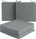 Outdoor Chair Cushions, Set of 4, 18 x 18 Inch, Dark Grey | Water-Resistant, Fade-Resistant, Patio Square Seat Replacement with Ties Zipper, Removable Cover, Non-Slip Bottom by Unknown
