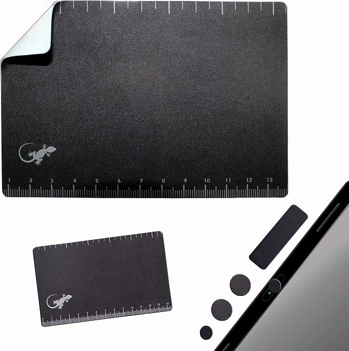 Mouse Pad Adhesive Bottom - Sticks to Any Surface - Portable - Webcam Covers and Screen Cleaner Included (Ruler) by GeckoTravelTech