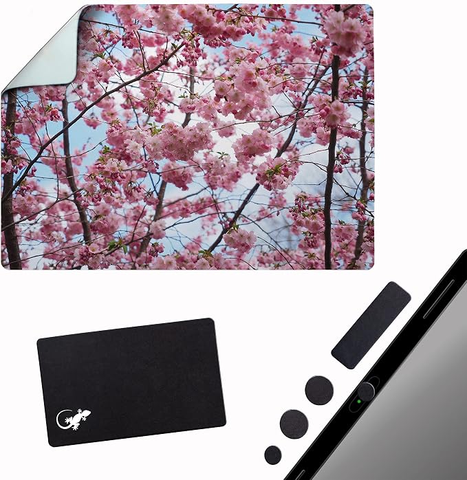 Adhesive Mouse Pad - Peel and Sticks to Any Surface - Travel Mouse Pad, Sticky for Any Surface - Excellent Tracking - Cherry Blossoms by GeckoTravelTech