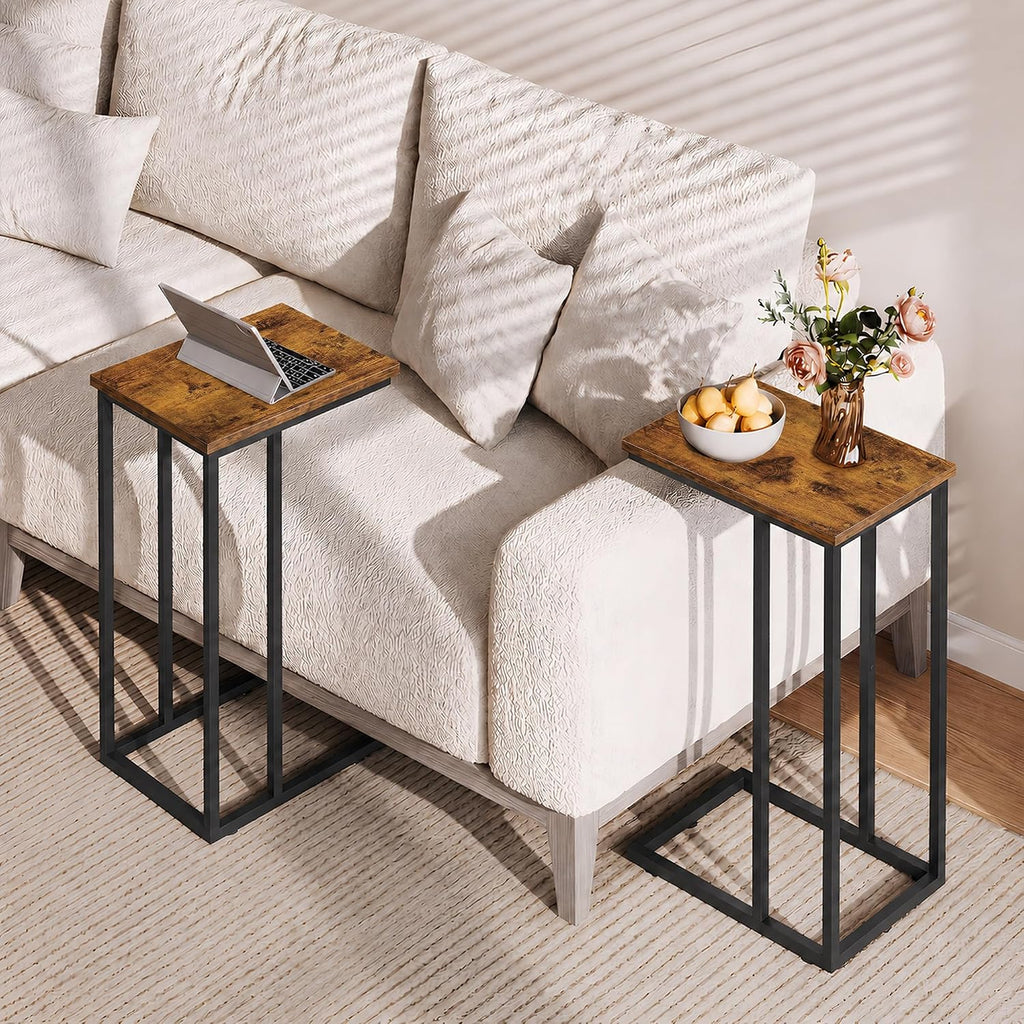 WLIVE C Shaped End Table, Small Side Table for Couch, Sofa, TV Tray C Table for Living Room, Bedroom, Home Office, Small Spaces, Rustic Brown - Image 9