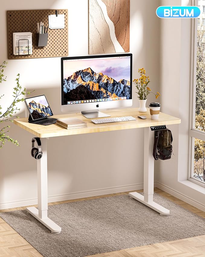 BIZUM Standing Desk Electric Adjustable Computer Desk-Stand up Desk Office Gaming Home Office Memory Desks 48x24 inches Maple - Image 2