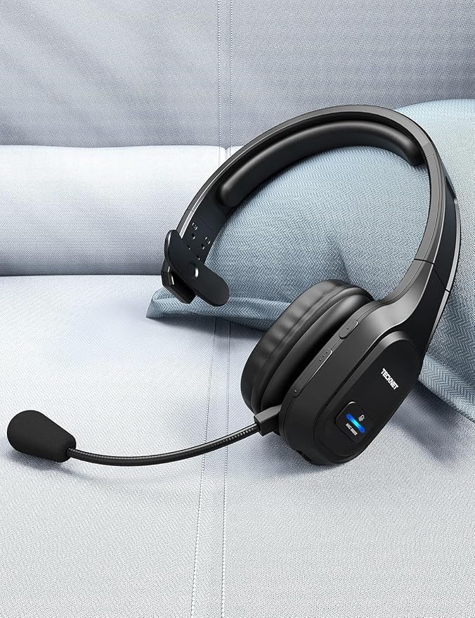 TECKNET Trucker Bluetooth Headset, AI Noise Canceling Mic, Wireless On-Ear | AI Noise Canceling Mic reduces background noise for clear calls. Wireless hands-free headset for truckers and office use. - Image 8