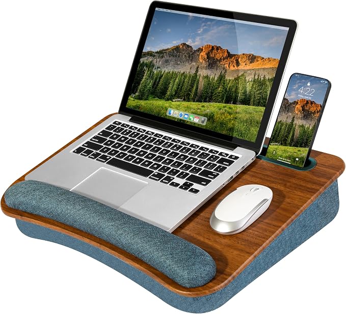 LAPGEAR Portable Laptop Lap Desk – Espresso Woodgrain, Fits 15.6" Laptops by LapGear
