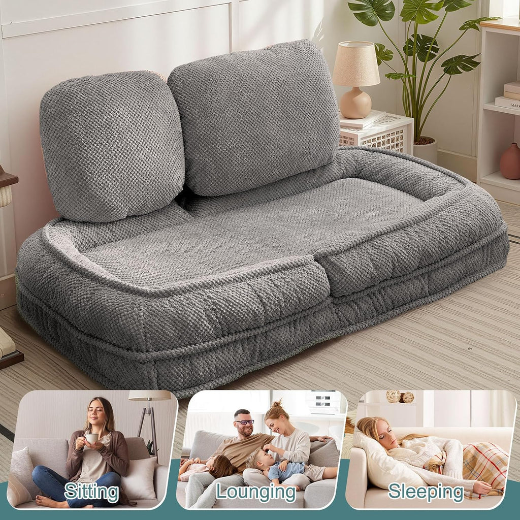 Human Dog Bed for Adults & Pets, 5-Position Floor Chair, Gray - Image 5