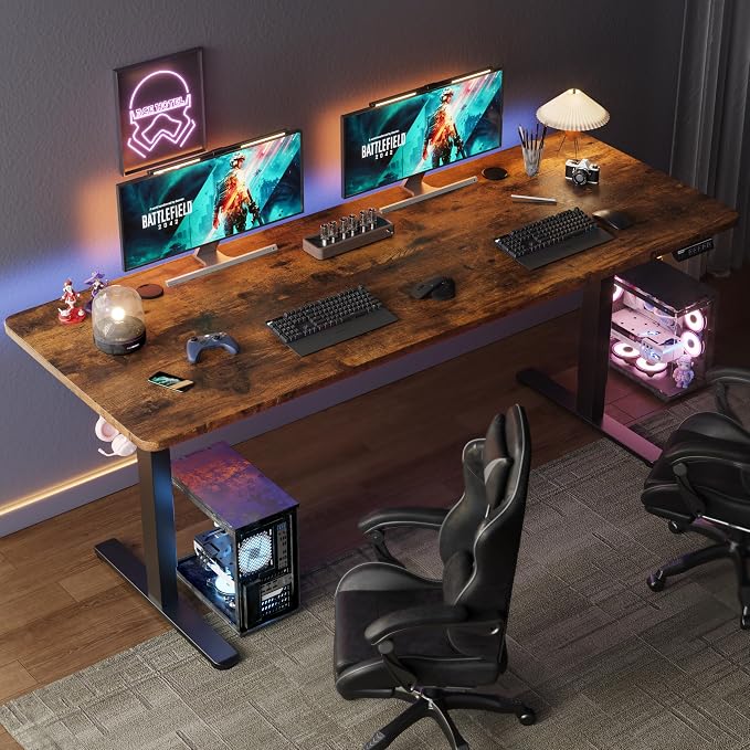 Monomi 79" Large Electric Standing Desk,Height Adjustable for Two-Person | Ergonomic Home office Computer Desk Workstation,Gaming Desk with Memory Height,Headphone Hooks,Anti-Collision - Image 3