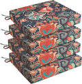 UNIKOME Outdoor Chair Cushions Pack of 4, Water Resistant Patio Cushions with Ties, High Density Sponge Filling Square Corner Seat Cushions for Outdoor Furniture, 18.5"*16"*3", Boho by UNIKOME