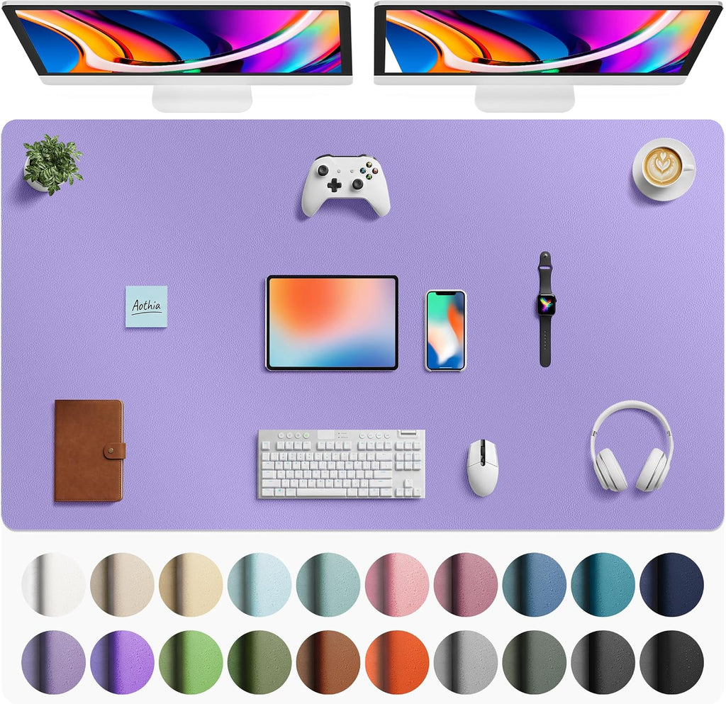 Aothia Faux Leather Desk Mat Mouse Pad, 63" x 24", Light Purple by Aothia