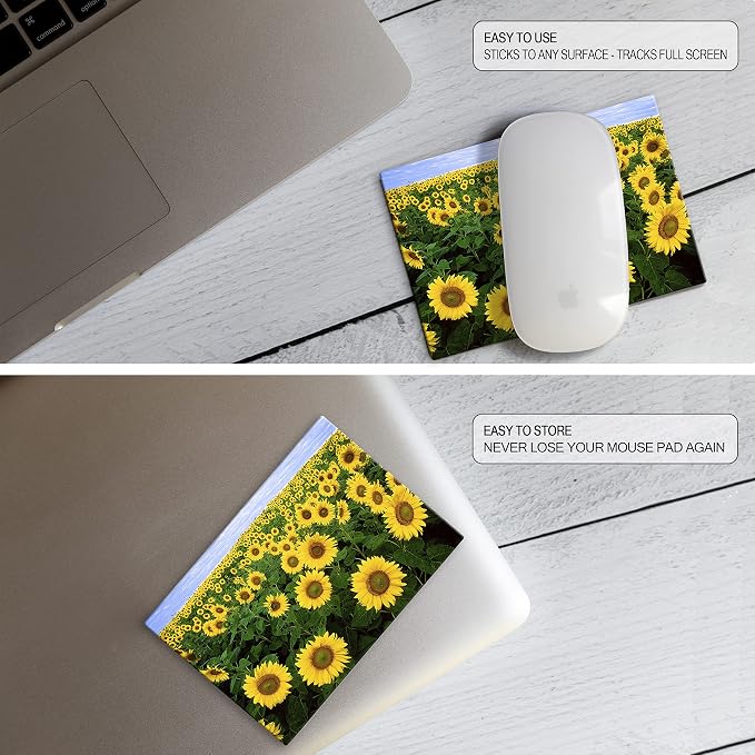 Adhesive Mouse Pad - Peel and Sticks to Any Surface - Travel Mouse Pad, Sticky for Any Surface - Excellent Tracking - Sunflowers - Image 6