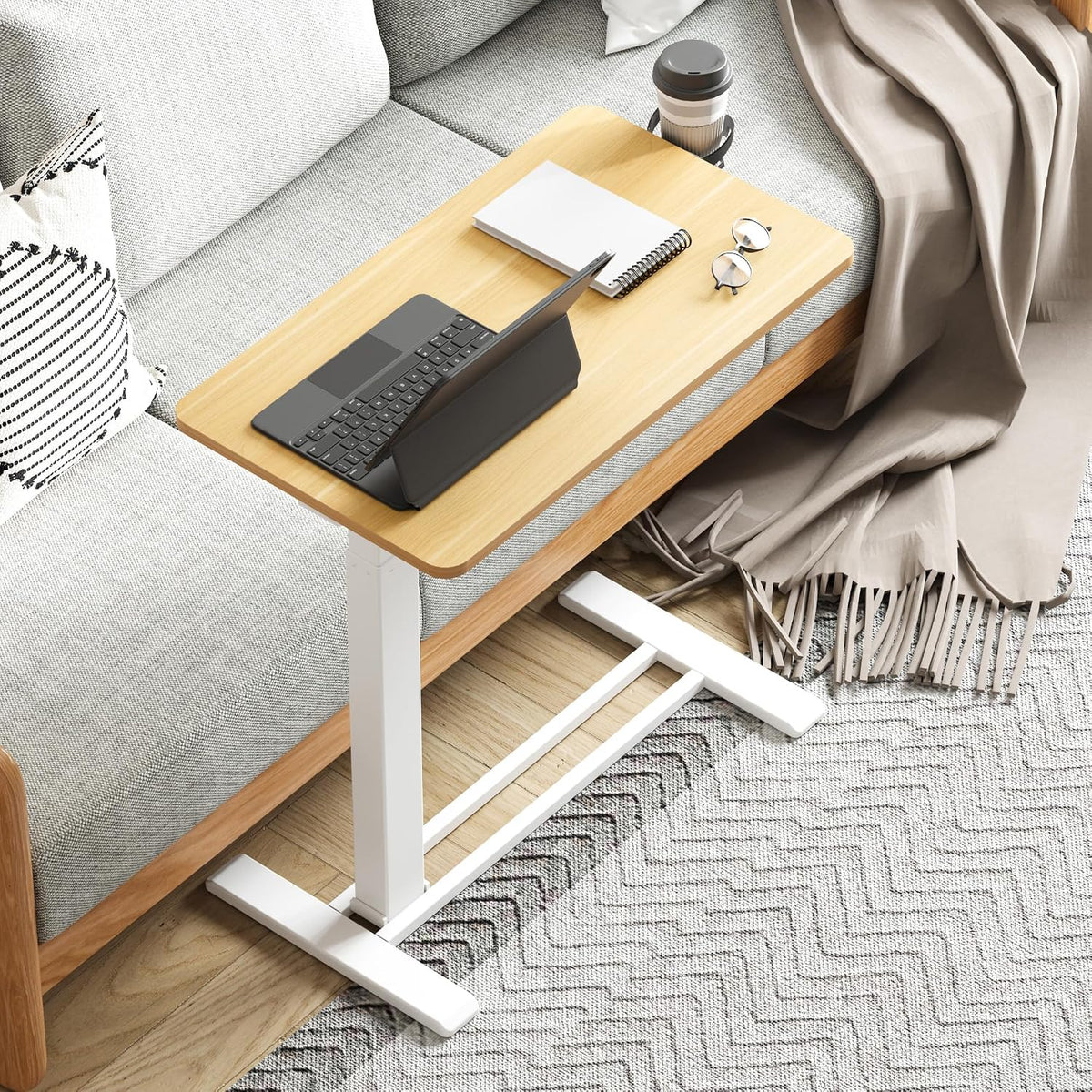 28'' Medical Overbed Bedside Table with Wheels,Rolling Table - Image 2