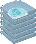 Chair Cushions for Dining Chairs, Non Slip Chair Pads with Ties and Covers, Memory Foam Kitchen Chair Cushions Set of 6, 16"X16"X2.5", Light Blue by HOMELYSIAN