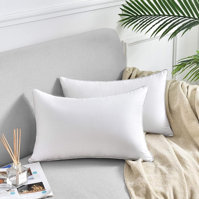 Oubonun 16 x 24 Pillow Inserts (Set of 2) - Lumbar Pillow with 100% Cotton Cover - Rectangle Square Interior Sofa Pillow Inserts - Decorative Pillow Insert Pair - White Couch Pillow - Image 6