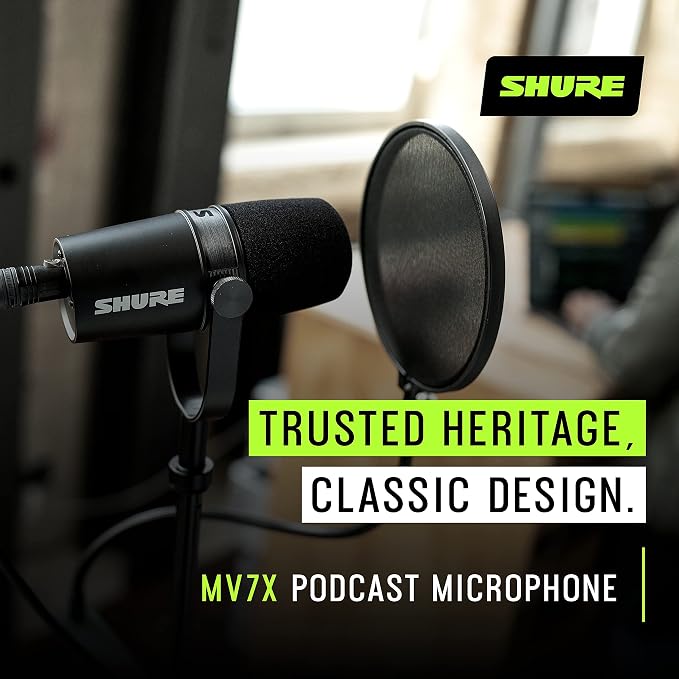 Shure MV7X XLR Dynamic Podcast & Recording Microphone - Black | XLR dynamic mic with voice-isolating technology and all-metal build for podcasting and vocal recording - Image 6