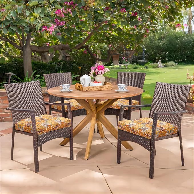HARBOREST Outdoor Chair Cushions Set of 4, Water Resistant Patio Chair Cushions with Ties, Square Corner Outdoor Seat Cushions for Patio Furniture, 18.5"x16"x3", Blooming - Image 7
