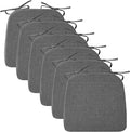 Ruqmuis Chair Cushions for Dining Chairs, 2" Thick Seat Cushions for Kitchen Chairs, D-Shaped Chair Pads with Washable Cover, Ties and Non Slip Backing, 17'' x 16'', Set of 6, Dark Grey by Ruqmuis