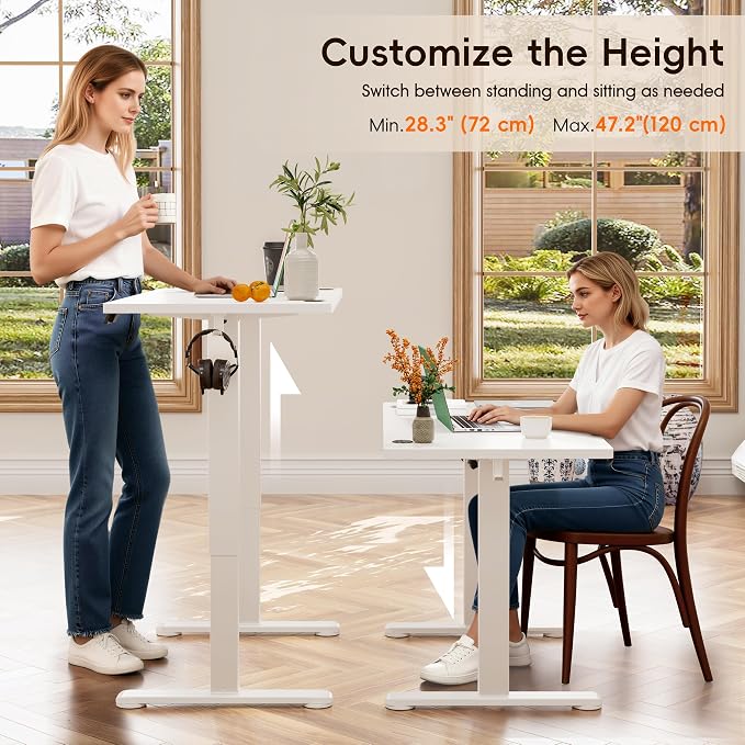 Monomi Electric Standing Desk 63"x28" Height Adjustable Sit Stand Desk | Ergonomic Home Office Computer Gaming Desk with Memory Preset Controller and Anti-Collision,White - Image 3