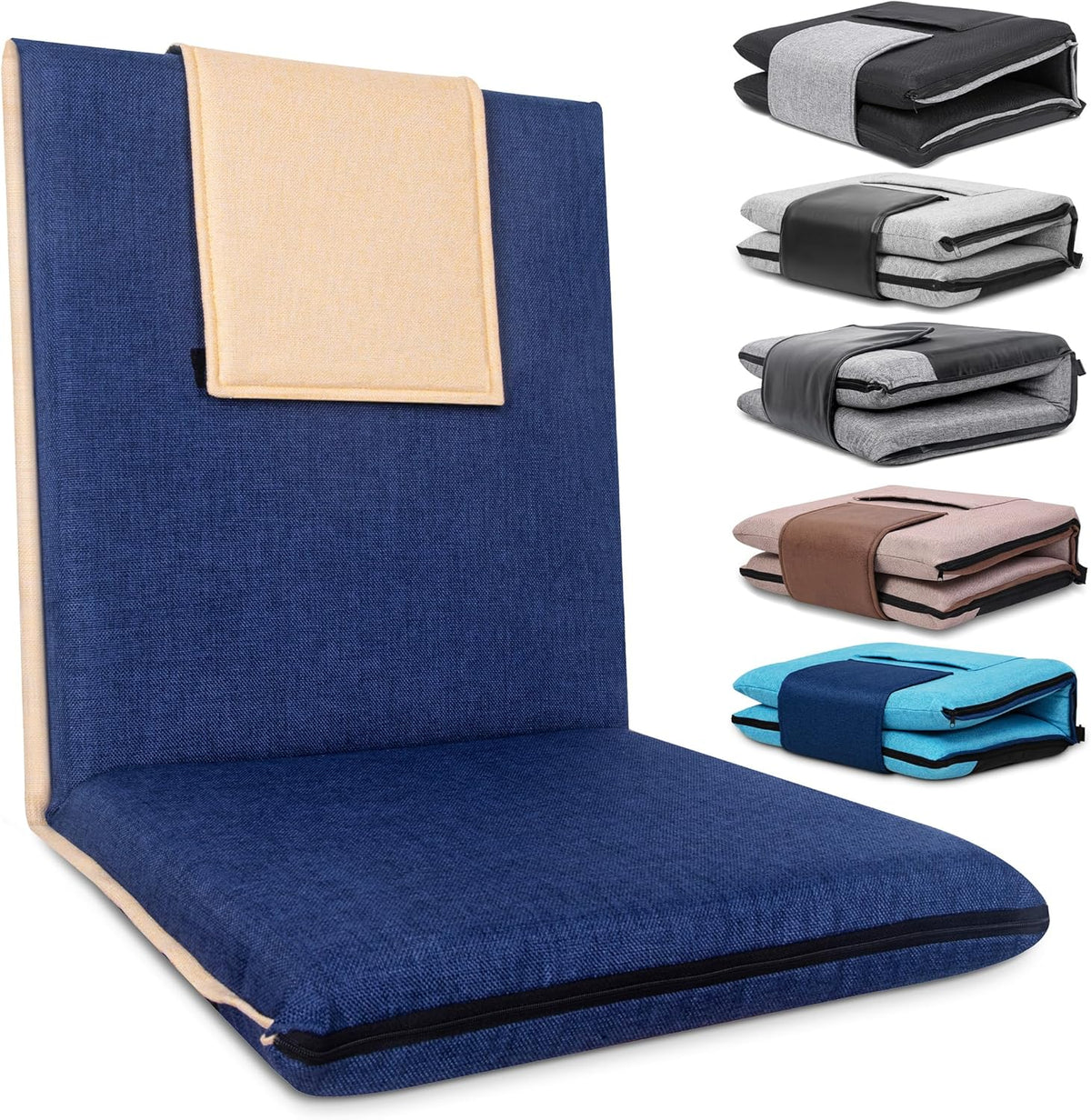 Floor Chair with Back Support Foldable Meditation Seat, Blue by FASTMOMENT