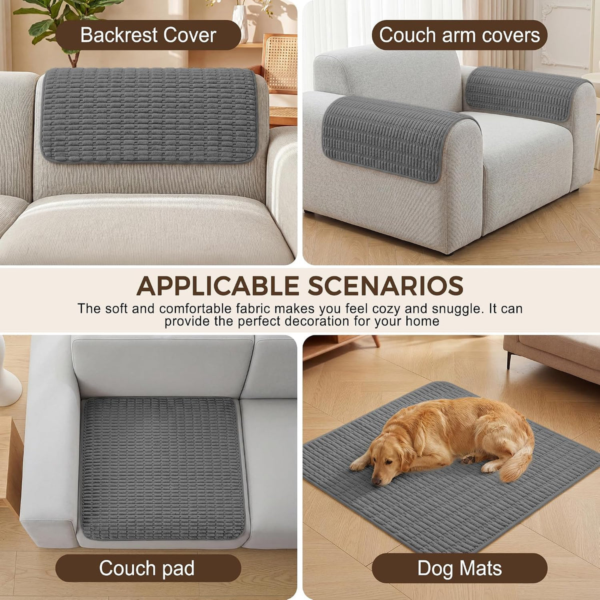 Foxdecor Couch Arm Covers for Sofa Arm Chair Covers Set of 2 - Image 4