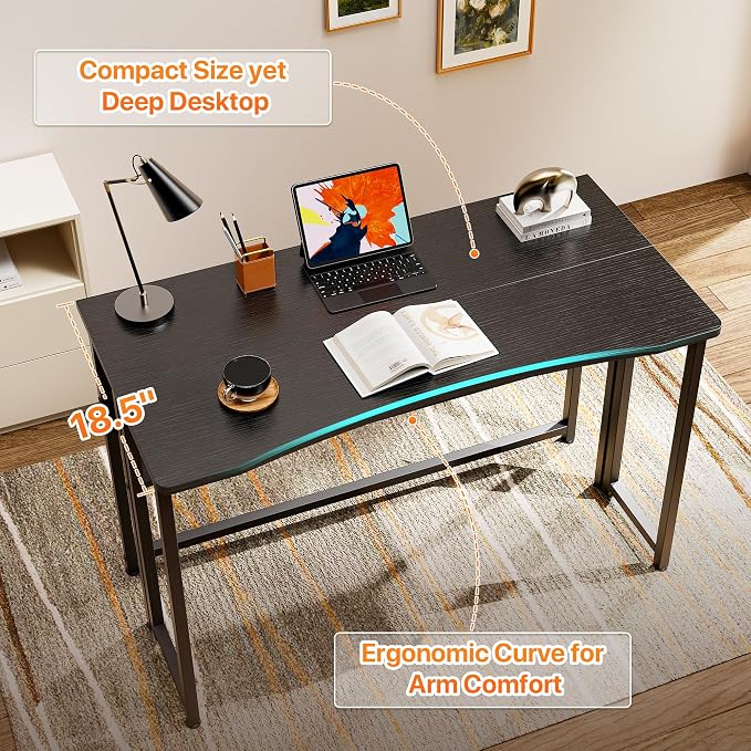 Huuger Folding Desk with Storage Shelf, 39.3 Inch Foldable Computer Table | Writing Work Office Computer Desk for Small Spaces, Space Saving Sofa Table for Couch, Easy to Fold, Black - Image 5