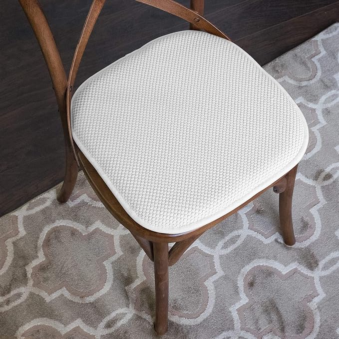 Sweet Home Collection Cushion Memory Foam Chair Pads Honeycomb Nonslip Back Seat Cover 16" x 16", 2 Pack, White - Image 5