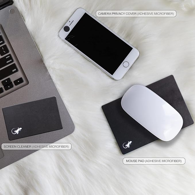 Mouse Pad Adhesive Bottom - Sticks to Any Surface - Portable - Webcam Covers and Screen Cleaner Included (5 Pack - Black) - Image 2