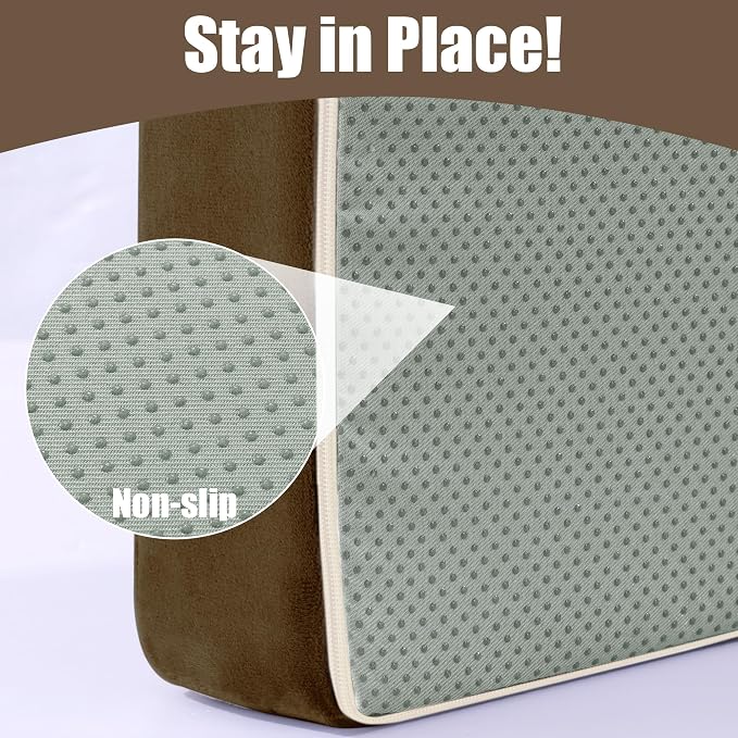 HOMBYS Recliner Seat Cushion with Lumbar Support Pillow and Adjustable Headrest, Medium Firm Foam Filling Chair Pad and Back Support, Non-Slip Design for Comfort and Pressure Reduce, Brown - Image 4