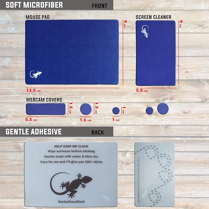 Mouse Pad Adhesive Bottom - Sticks to Any Surface - Portable - Webcam Covers and Screen Cleaner Included (Navy) - Image 7