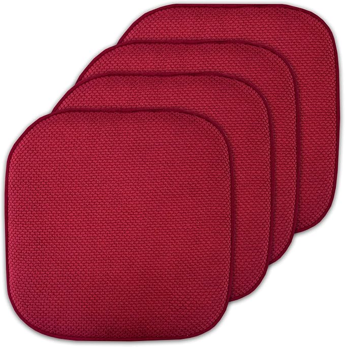 Sweet Home Collection Cushion Memory Foam Chair Pads Honeycomb Nonslip Back Seat Cover 16" x 16" 4 Pack Red by SweetHomeCollection