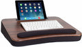 Multi Tasking Lap Desk with Memory Foam Cushion | Tablet Slot | Fits Laptops Up to 17" | Tablets Up to 9.6" | Black | Walnut Wood Top | Computer Lap Tray by Sofia + Sam