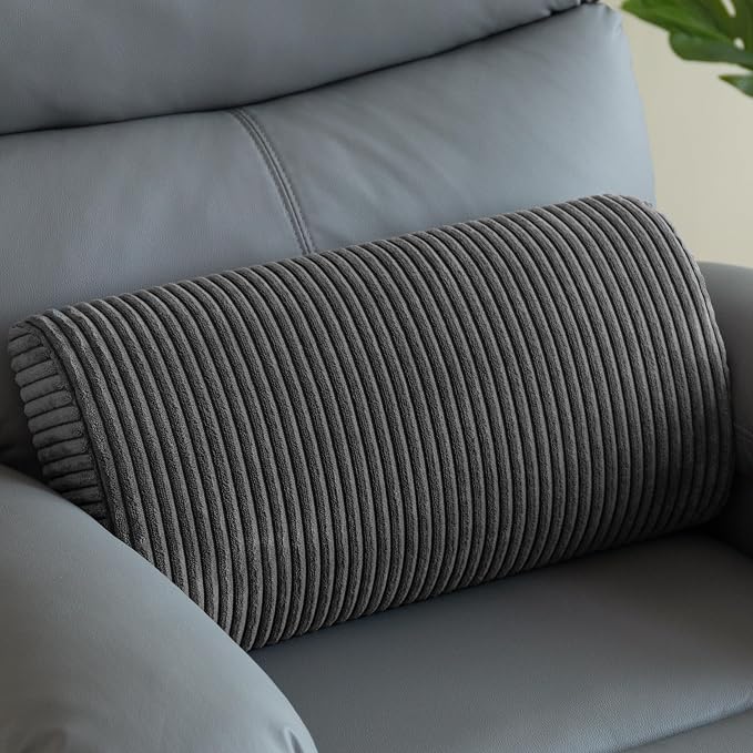 HIGOGOGO Lumbar Support Pillow for Recliner Chair/Accent Chair/Couch, Memory Foam Back Support Cushion for Elderly, Recliner Cushions for Back Rest, Pain Relief, Reading, Washable Cover, Dark Grey by HIGOGOGO