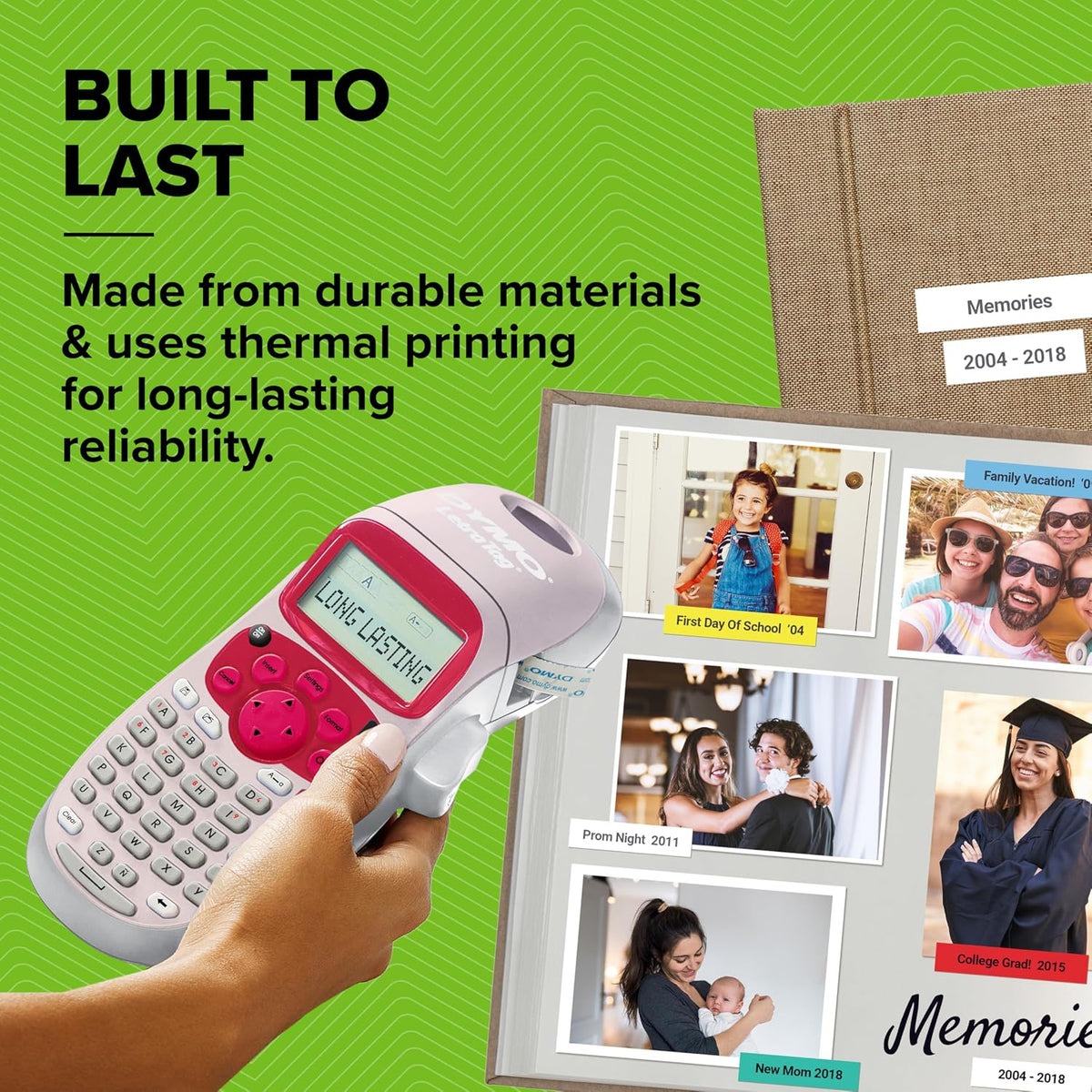 DYMO LetraTag LT-100H Handheld Aesthetic Label Maker, ABC Keyboard Label Printer with Easy-to-Use, 13 Character LCD Screen, Great for Home & Office Organization, Pink - Image 6