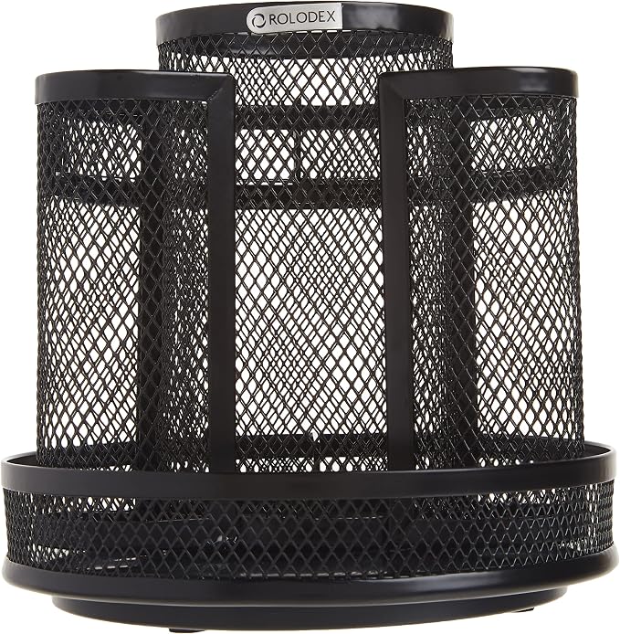 Rolodex Desk Organizer Rotating Office Supply Caddy Mesh Black (6.5" x 6.5" x 6.25") (Pack of 8) - Image 2