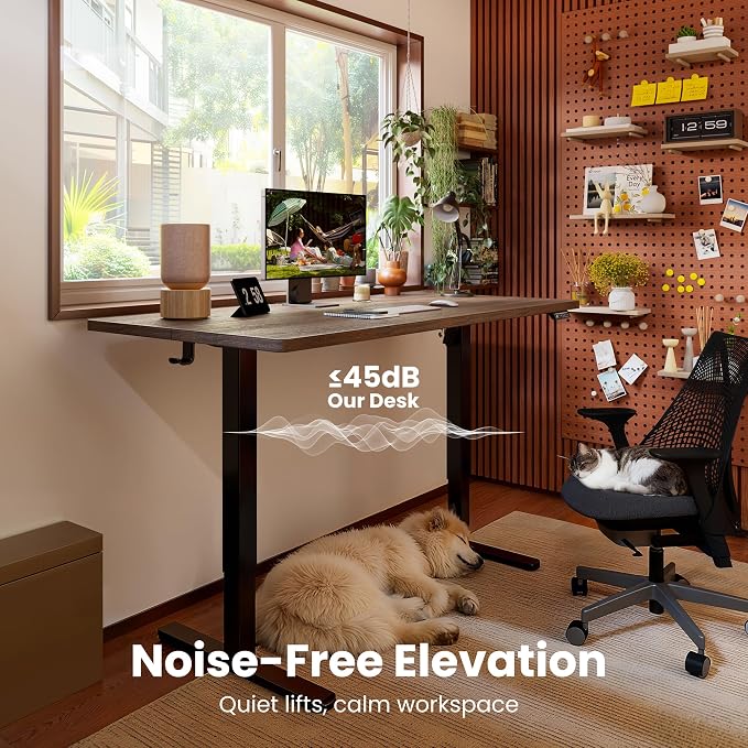 ErGear Height Adjustable Electric Standing Desk, 63 x 28 Inches Sit Stand up Desk, Memory Computer Home Office Desk, Dark Walnut - Image 9