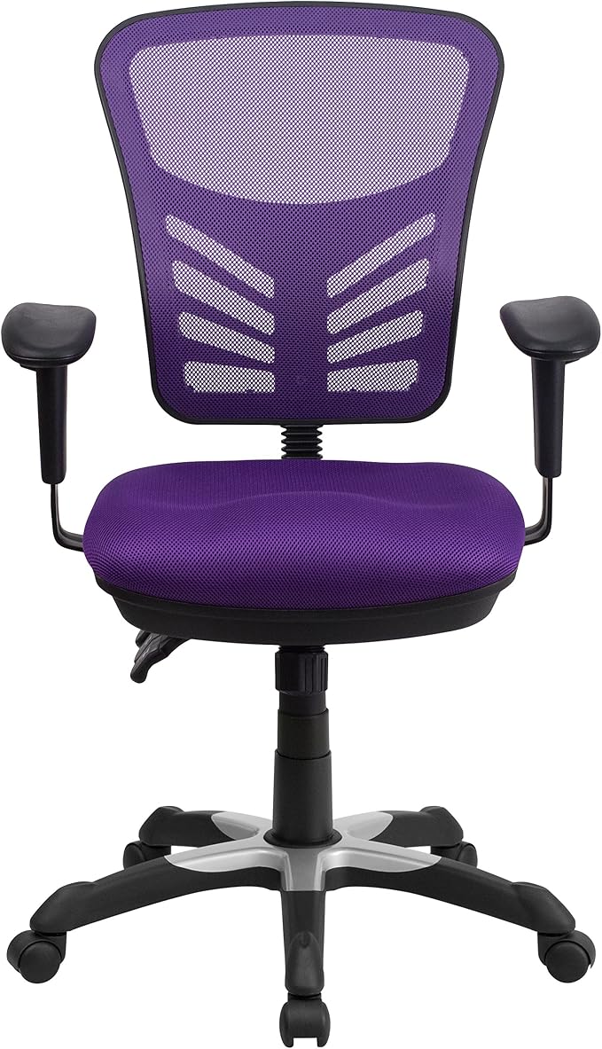 Flash Furniture Mid-Back Purple Mesh Multifunction Executive Swivel Ergonomic Office Chair with Adjustable Arms | Adjustable Armrests, 360° Swivel, Height Adjustable, Commercial Grade - Image 7