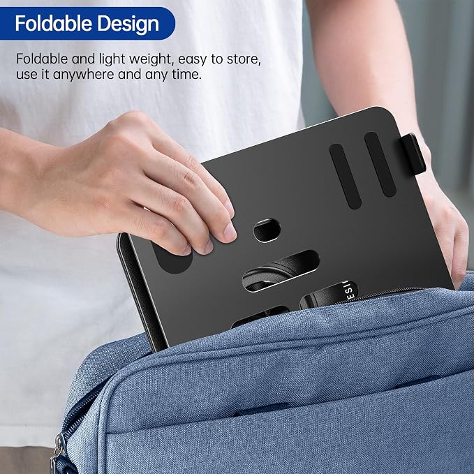 BESIGN Laptop Stand with 360° Rotating Base, Ergonomic Adjustable Notebook Riser, Foldable Computer Holder Compatible with 10-14" Laptops, LS11 Black - Image 9