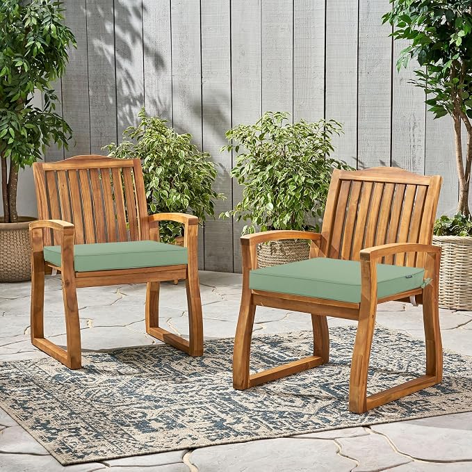 Outdoor Chair Cushions Set of 2, 19 x 19 x 3 Inch Seat Pads | Waterproof Patio Chair Cushions with Tie, Fade Resistant Cushions for Outdoor Furniture Garden Lawn, Sage Green - Image 6