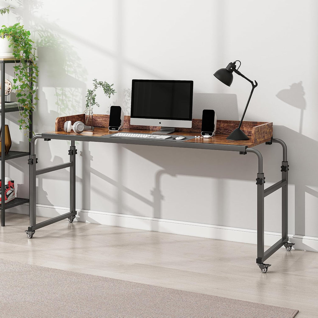 Furist Overbed Table with 360° Wheels, Queen Size Mobile Bed Desk, Recliner Table Over Bed Table Adjustable Height and Length Overbed Table with Heavy Duty Metal Leg for Hospital and Home use - Image 5