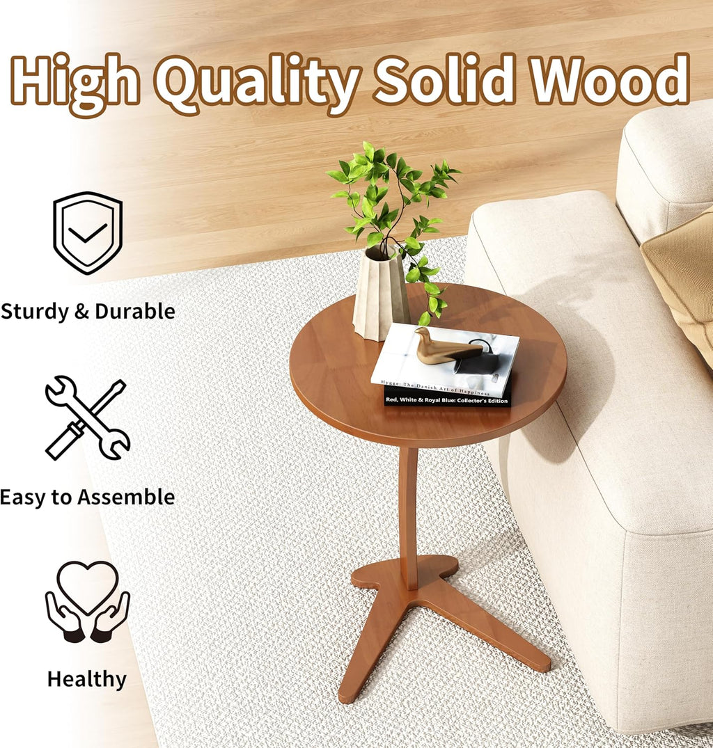 15" Couch Tables that Slide Under, Solid Wood C Shaped End Table - Image 5