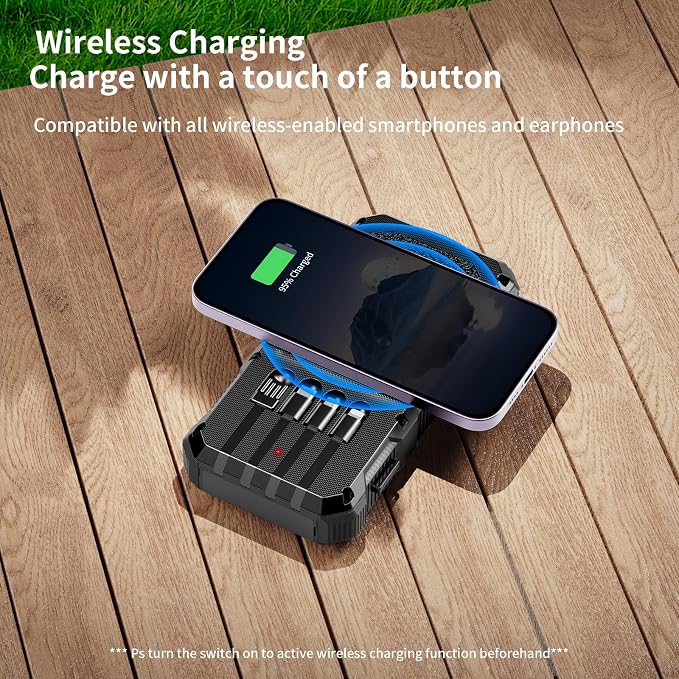 Solar Charger Power Bank 20000mAh Wireless Charger QC 3.0 Fast Charging Power Bank 8 Outputs 4 Inputs Solar Portable Charger Compatible with All Mobile Devices,SOS/Strobe/Strong Flashlights (black) - Image 5