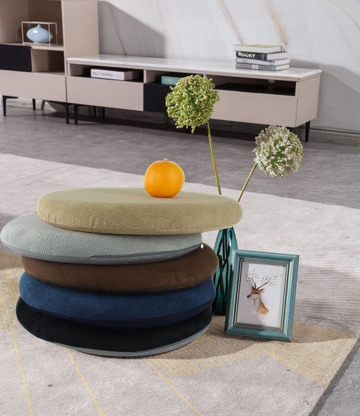 Sigmat Memory Foam Seat Cushion Anti-Slip Soft Round Stool Cushion Chair Pad 16 Inch Camel - Image 7