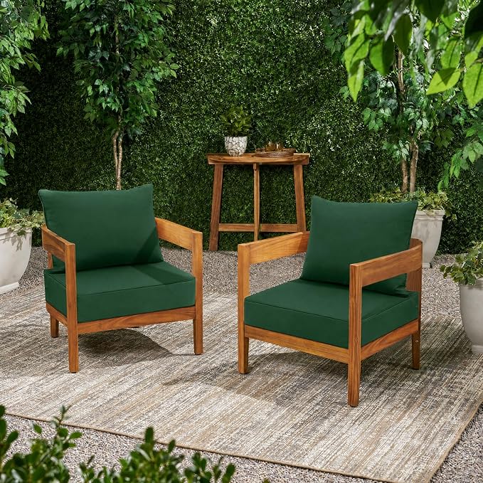 Favoyard Outdoor Patio Seat Cushion Set, 22x22 Inch, Water & Fade Resistant | Dark Green, Removable Cover, Deep Seat & Back Cushion, Tie Straps for Patio Furniture, Garden, Rocking Chair, Sofa Couch - Image 7