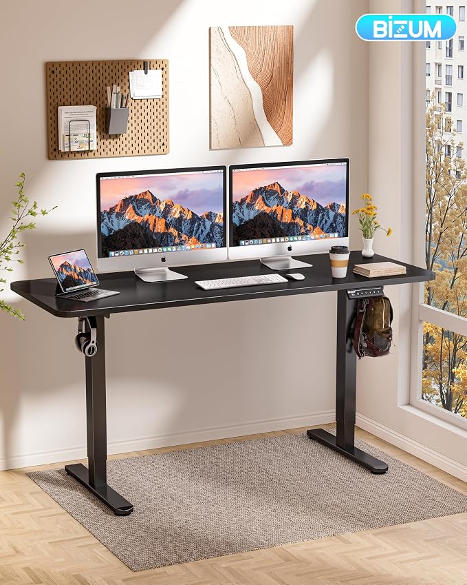 BIZUM Electric Standing Desk 63 x 24 Inch Computer Desk-Gaming Desk Black Home Office Desks Height Adjustable Memory Stand Up Computer Workstation - Image 2