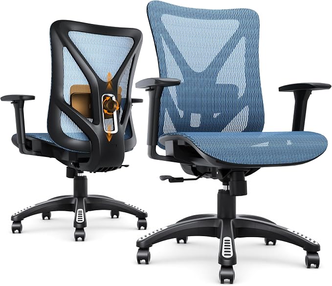 Ergonomic Office Chair, Mesh Computer Desk Chairs with Adjustable Lumbar Support, 3D Armrests, Tilt Function, Comfy Wide Seat, Swivel Executive Work Task Chair for Company and Home by MOLENTS